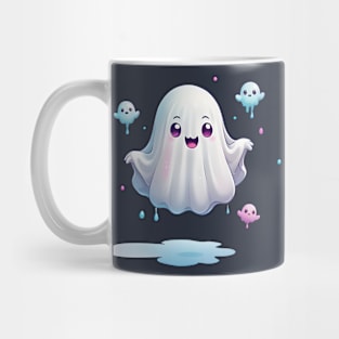 Cute ghost floating. Halloween ghost cartoon Mug